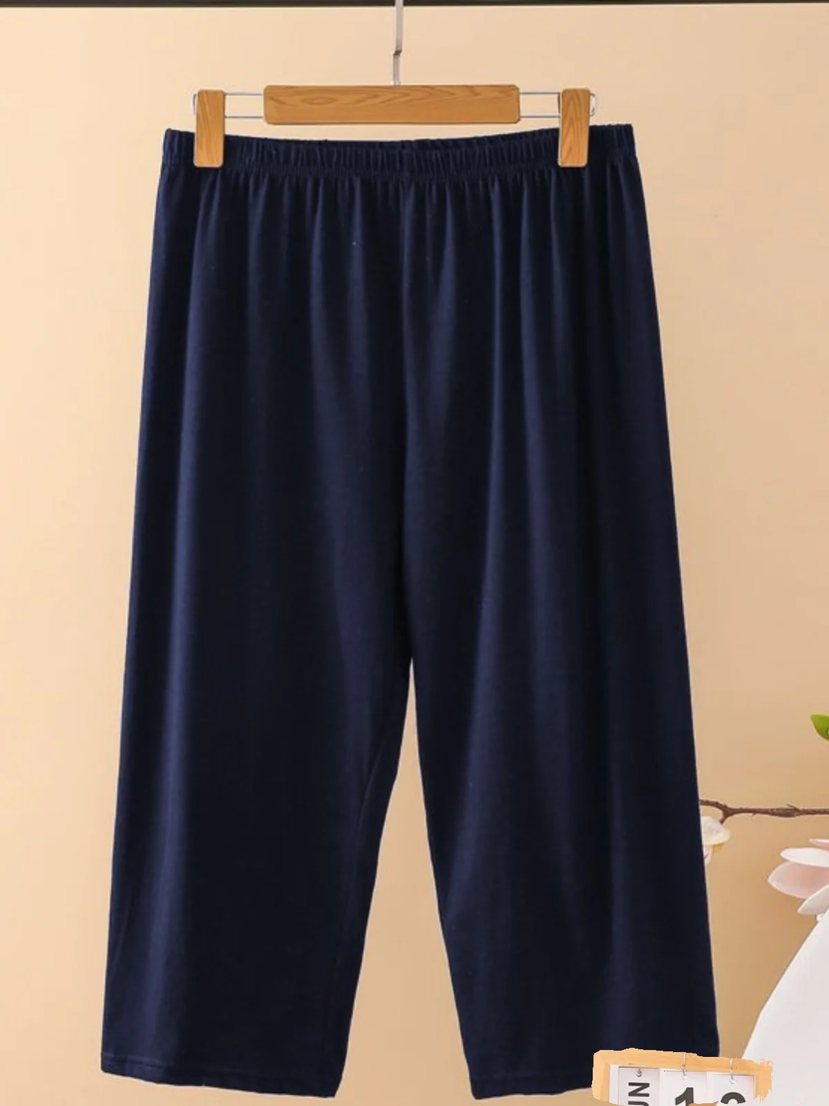 Comfortable Men's Loose Fit Casual Pants Mid-aged plus Size Seven-eighths Length Home Leisure Cotton orts Summer Versatile