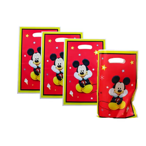 10/50pcs Disney Mickey Mickey Mouse Party Gift Bag Children's Birthday Party Baby Shower Storage Bag Pe Back Gift Bag Candy Bags