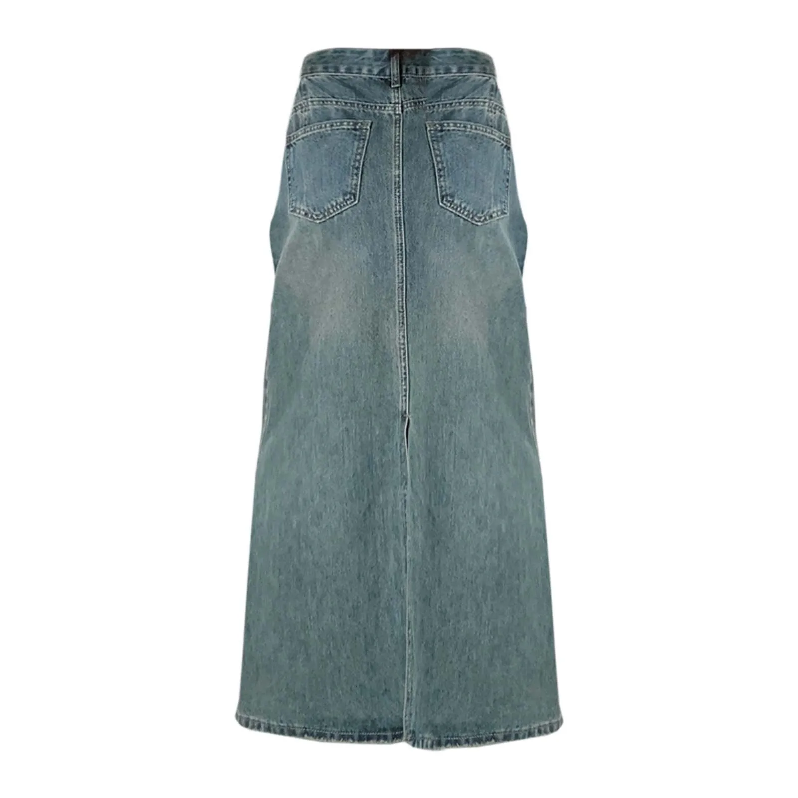 Women'S High-Waisted Blue Denim Skirt Blue Retro Long A-Line Fashion Bag Hip Skirt Simple Everything Matching Trend Long Skirt