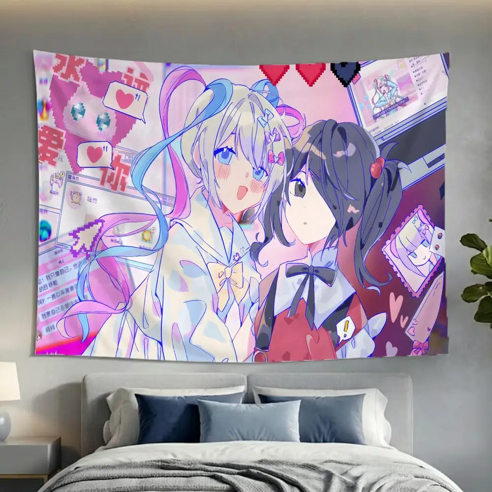 Anime N-NEEDY GIRL CUTE STREAMER OVERLOAD Tapestry Soft Lightweight Wall Art Decor for Living Home Room Bedroom