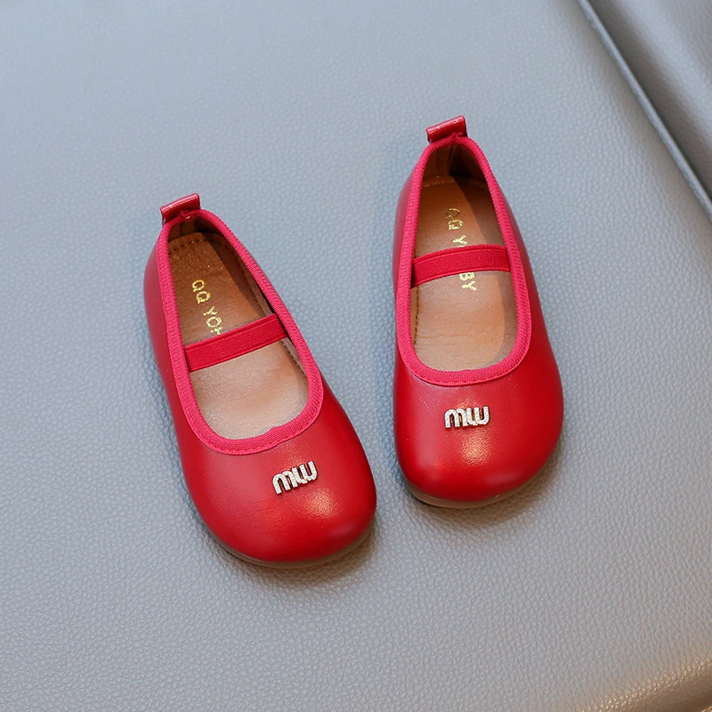 รองเท้าหนังเด็กผู้หญิงสไตล์เกาหลี รองเท้าบัลเล่ต์พื้นนิ่มกันลื่น แฟชั่นเจ้าหญิง รองเท้าเด็กหัดเดิน