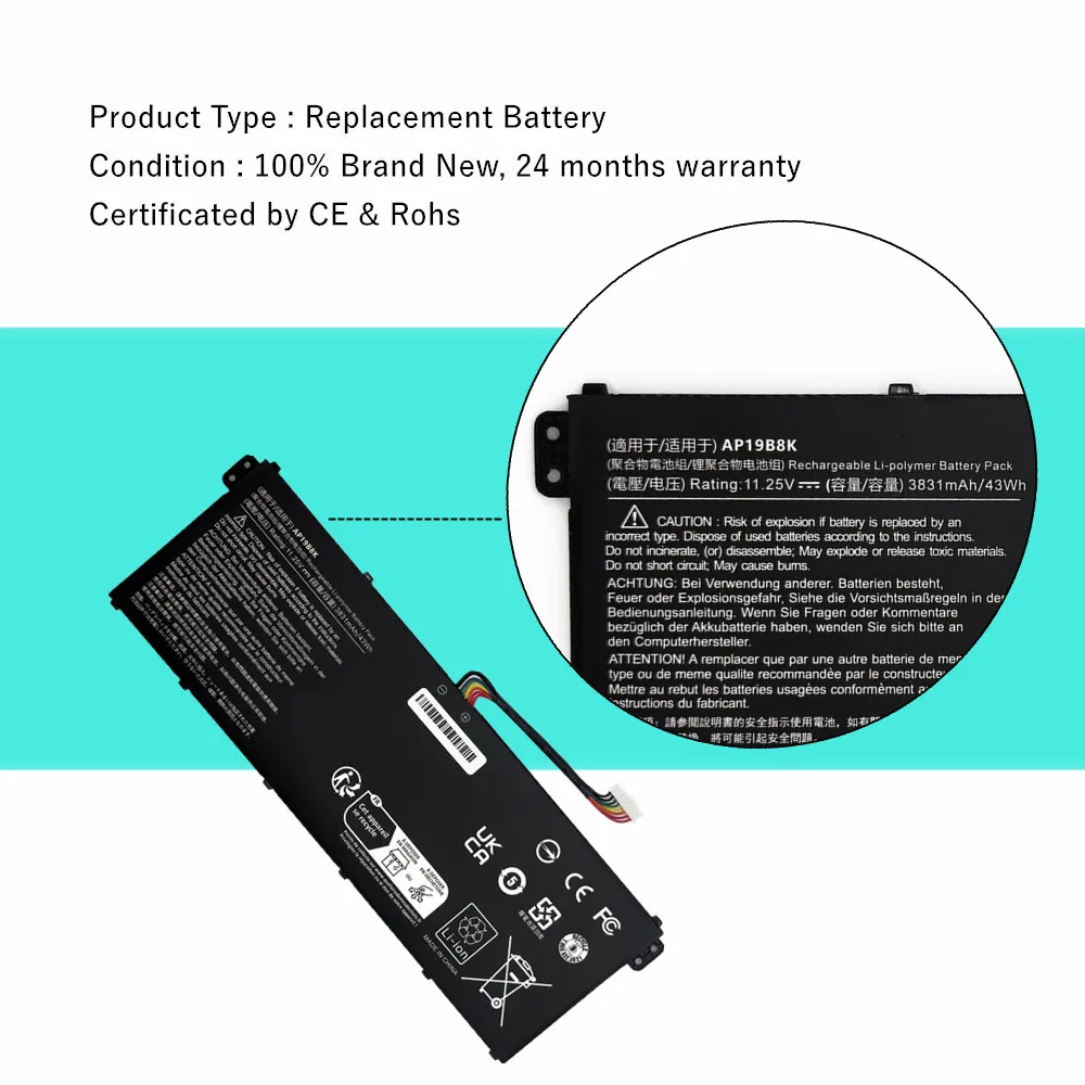 Laptop battery For Acer Aspire 3 A315-23 A315-23G A315-58 A317-52 A317-53 5 A514-53 A515-56 Swift 3  SF314-42 series AP19B8K