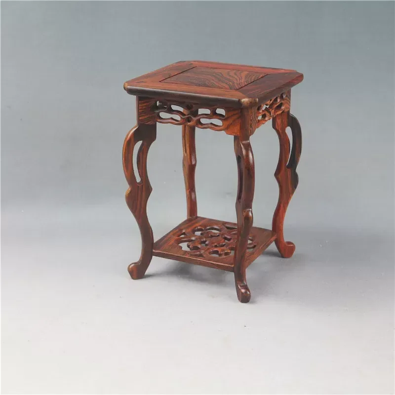 Red Rosewood Square Flower Stand Bonsai Teapot Vase Display Base Wenwan Jade Buddha Statue Wooden Tray High Low Shelf