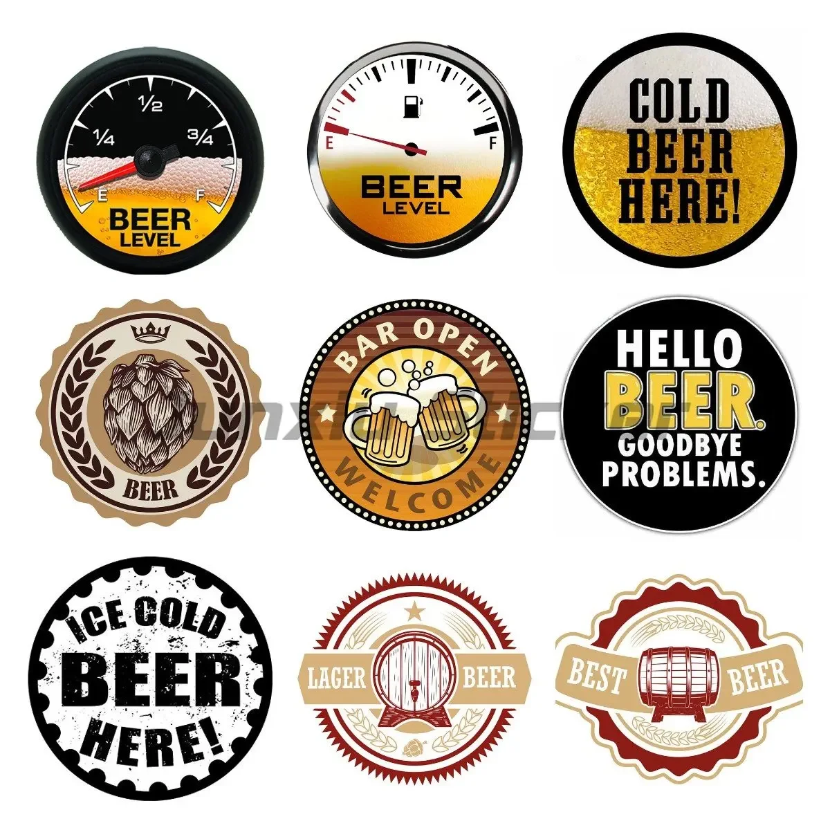 

GOLD BEER HERE Motorcycle Car Stickers DIY Waterproof Fashion 3D Surfboard Decal Suitable for VAN RV Vehicle