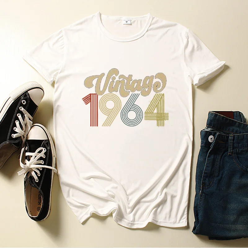 Vintage 1964 Letter Print Women T Shirt Short Sleeve O Neck Loose Women Tshirt Ladies Tee Shirt Tops Clothes Camisetas Mujer