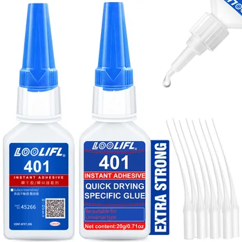 Brand-new upgraded 401 super cyanoacrylate glue, instant drying in 5 seconds, waterproof, stable and versatile bonding tool. 1
