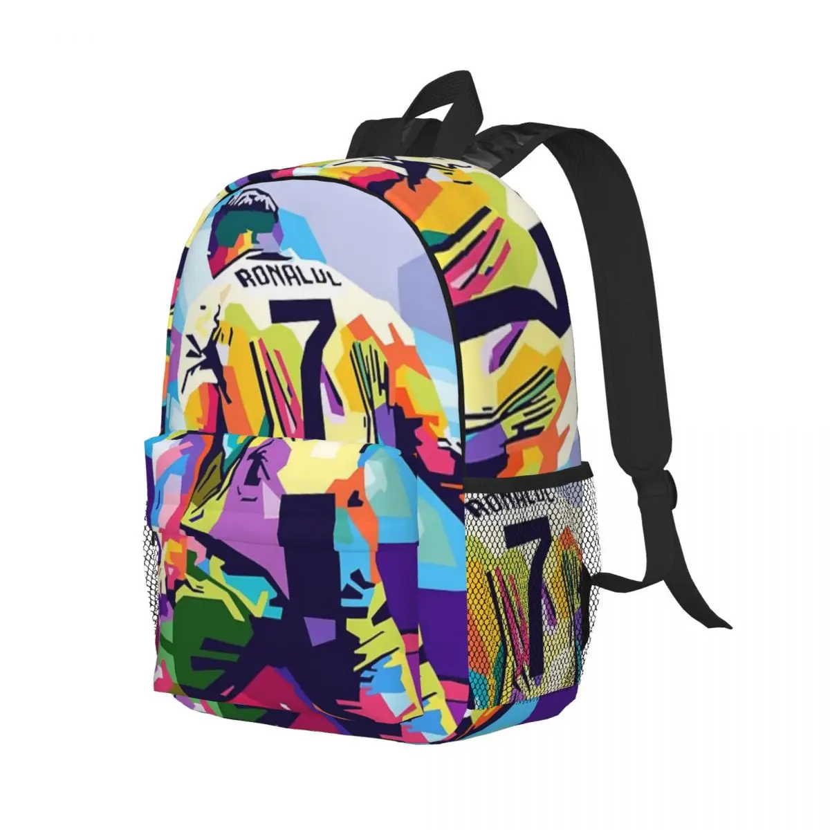 Cristiano Ronaldo celebración Wpap Pop Art mochila universitaria impermeable de alta capacidad, bolsa de libros de viaje para computadora portátil, nueva moda