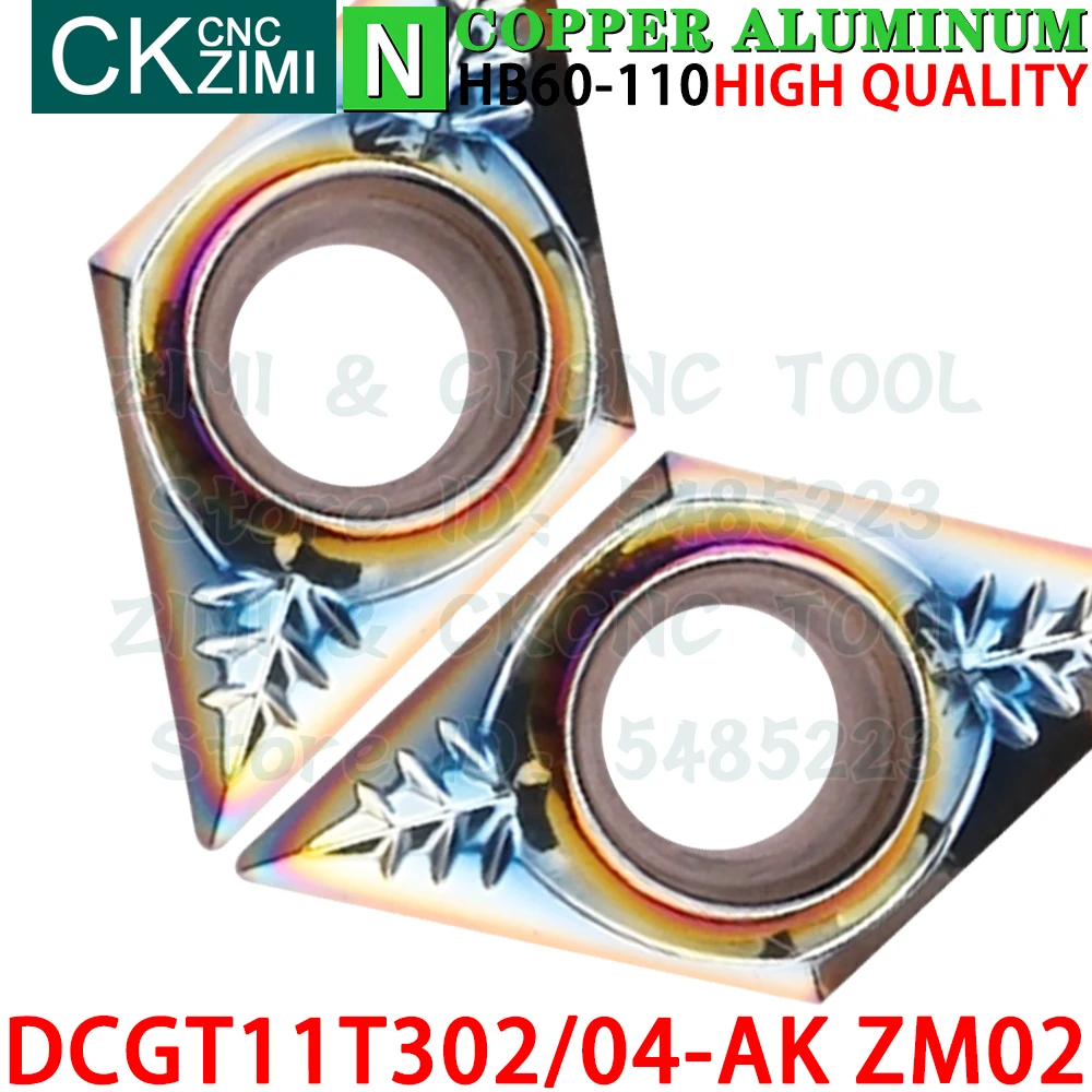 DCGT11T302-AK ZM02 DCGT11T304-AK ZM02 Plaquitas de carburo de aluminio Plaquitas de torneado Herramientas DCGT11T3 DCGT DCGT32.50.5 DCGT32.51 AK CNC Cortador mecánico Torno de metal Herramientas de corte para aluminio