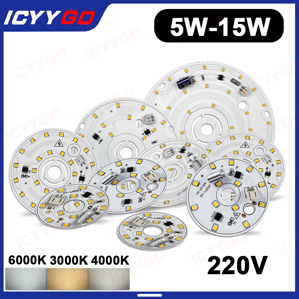 5W 6W 10W 12W 15W 220V Driverless LED Panel Light Round White Warm White 3000K Natural White Pendant Light Source Accessories
