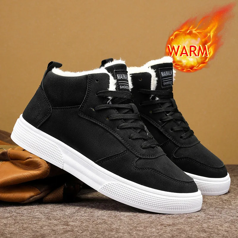 Men's Oversized High-Top Cotton-Lined Winter Boots Warm Fleece-Lined Casual Board Shoes