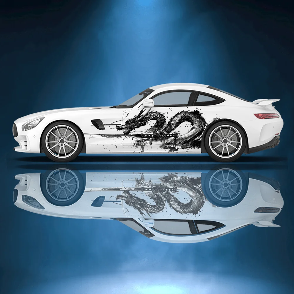 

Black Dragon Coiled Sword Car Vinyl Wraps Decal Self-adhesive PVC Sticker Suitable for Trucks SUV Decor Auto Accessories Gift