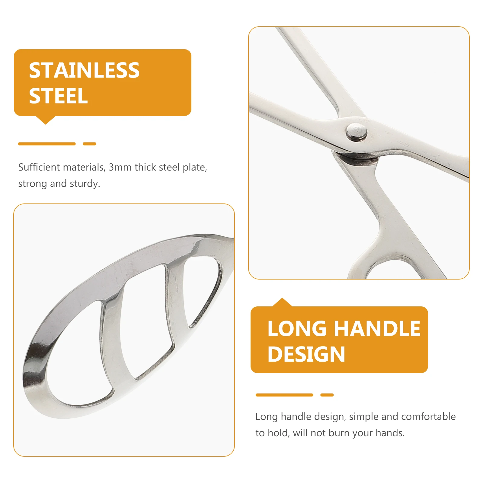 

Stainless Steel Bread Clamp Food Tongs Anti-Slip Kitchen Baking Tools Long Handle Heat Resistant Easy Carry Scissor Design