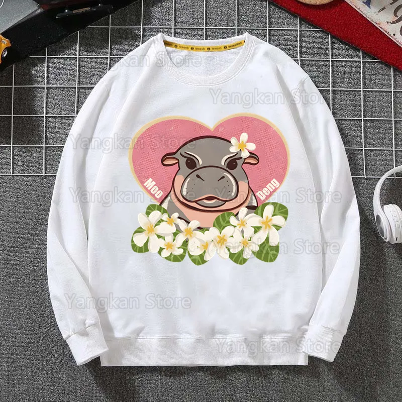 Cute Moo Deng Bouncy Pig Hoodies Spring Autumn Male Casual Hoodies Sweatshirts Men's Hoodies Sweatshirt Tops