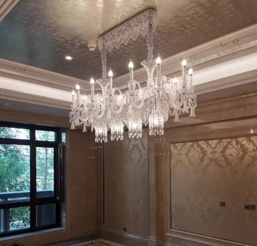 Moderner Kristall-Kronleuchter, L110 cm, B60 cm, Kerzenkristall-Lichter für Wohnzimmer, Foyer, Schlafzimmer, dekorative Hängelampe, Decken-Kronleuchter