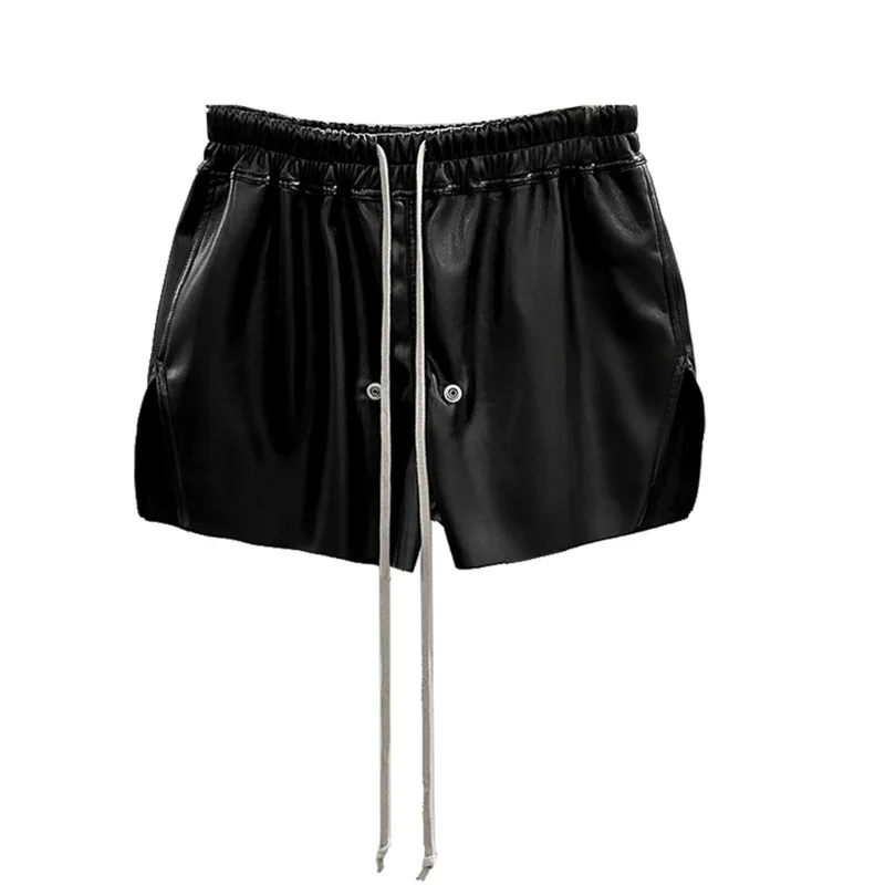 HKSH Zomer Nieuwe heren Tij Chic RO Shorts High Street Donkere Rits Elastische Taille Leer Mode Ins Gothic Katoen Capri HK1807