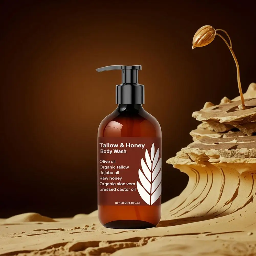 

Tallow Honey Body Wash Оливковое масло Organic Tallow Raw Honey Organic Aloe Vera Castor 100 мл Оригинальное масло для чистки тела для ухода за телом для душа