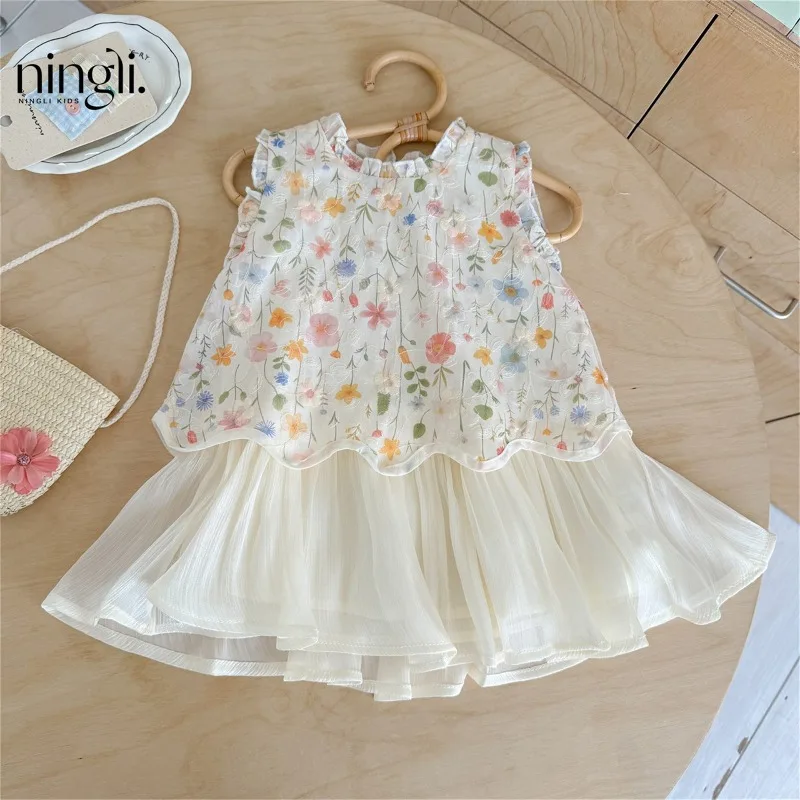 Girls' Dress Summer Dress 2026 New Fashionable Children's Strap Skirt Summer Baby Girl Unique Beautiful Skirt