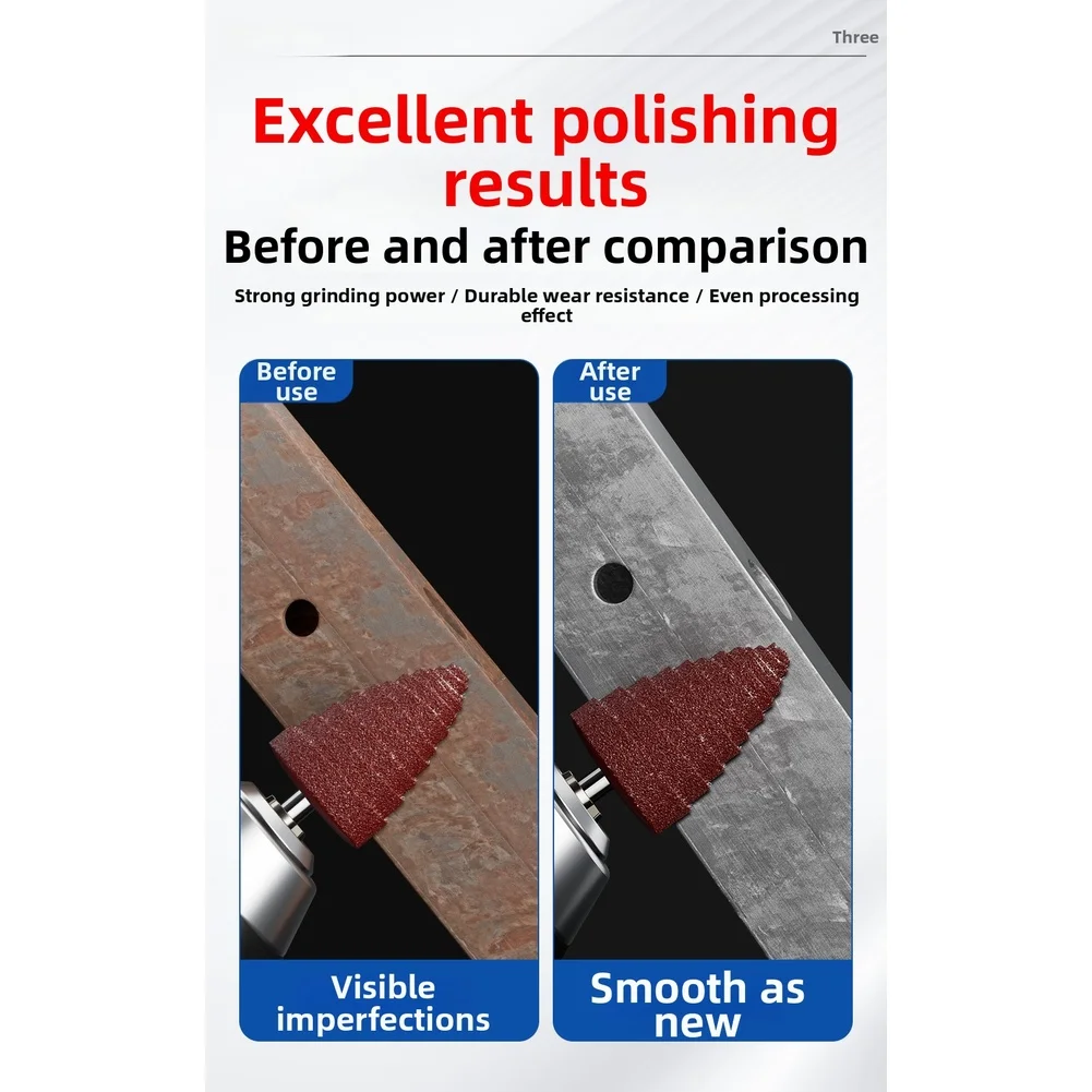 

3 шт., 6 мм, конусный лепестковый круг с хвостовиком, шлифовальная головка, карбид кремния, наждачная бумага для полировки металла, дерева, инструмент для удаления ржавчины, инструмент для удаления заусенцев