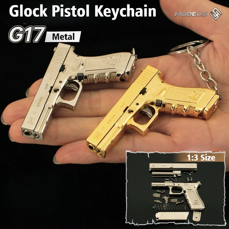 

New 1:3 Detachable Metal Pistol Model Mini GLK G17 Gun Alloy Toy Keychain Gift for Boys Decoration Crafts Figurines & Miniatures