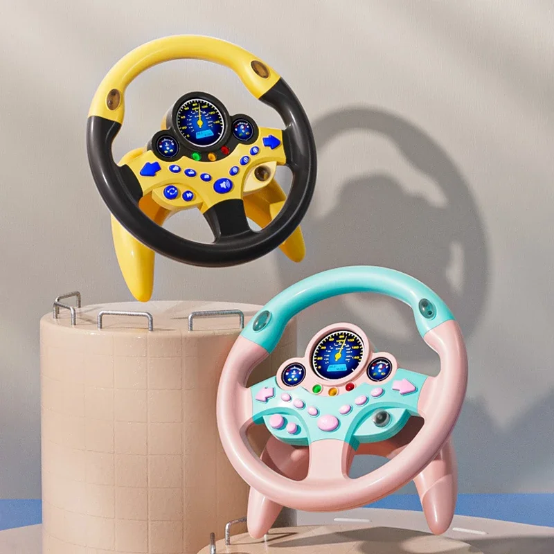 Kids Steering Wheel for Backseat Simulated Driving Steering Wheel Toy with Light Music Preschool Toys Pretend Driving Toy Gifts