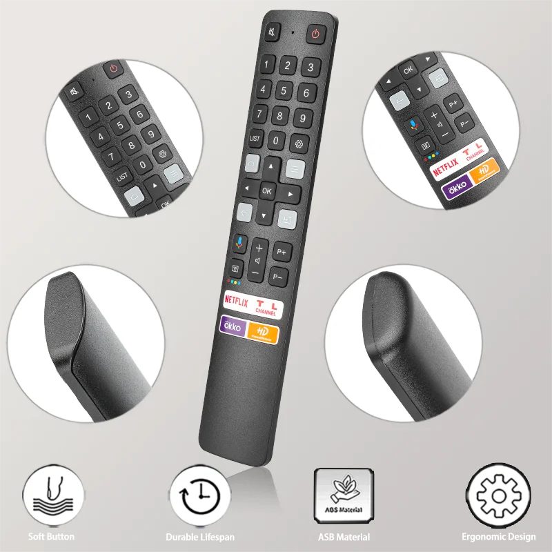 RC901V FMRD For TCL IR Remote Control Replacement With NETFLIX Button, For TCL TV 43P725 55P725 65P725 75P725 50P725