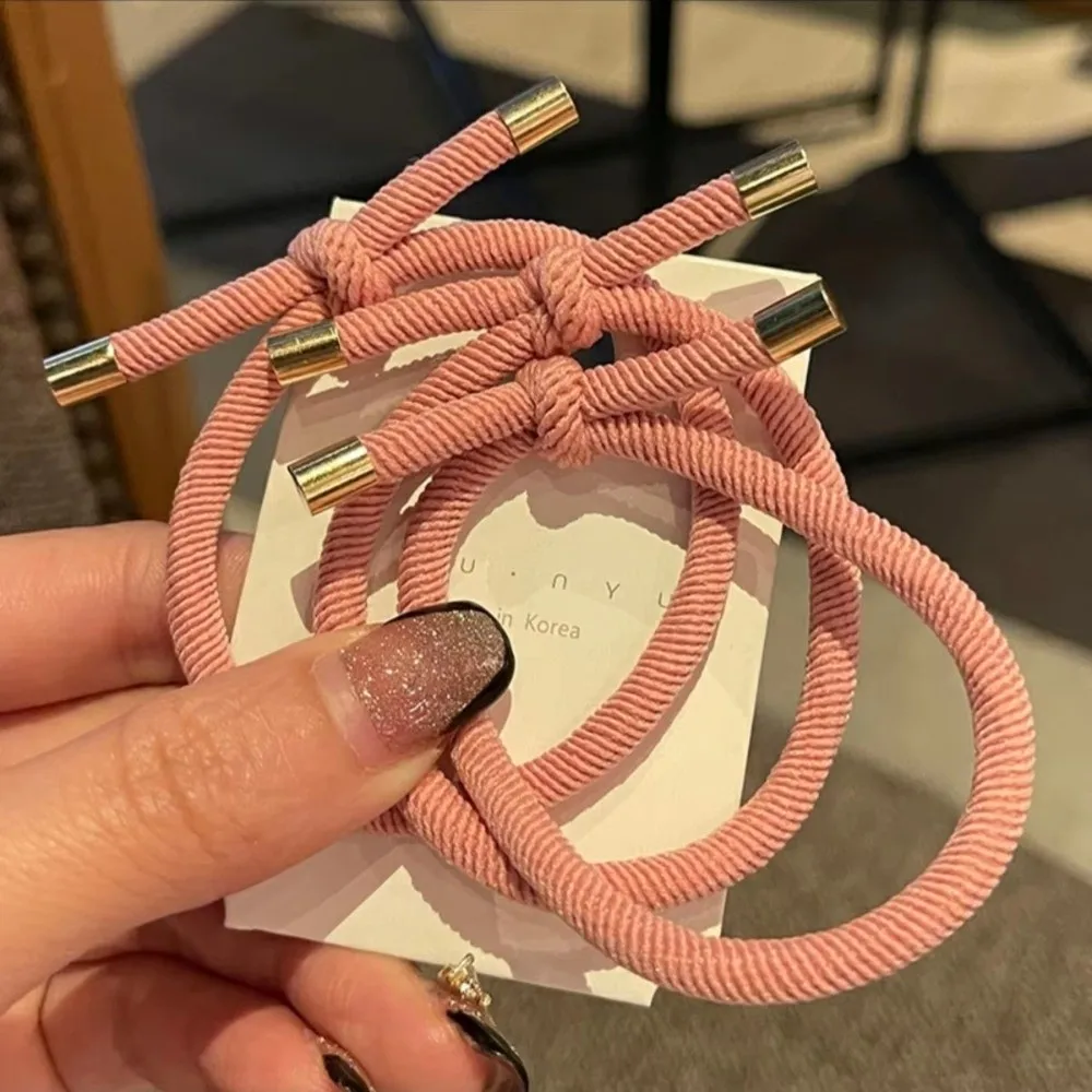 5PCS Gold Plated Elastic Hair Rubber Bands High Elasticity Mix Color Hair Scrunchies Styling Decoration Hair Rope