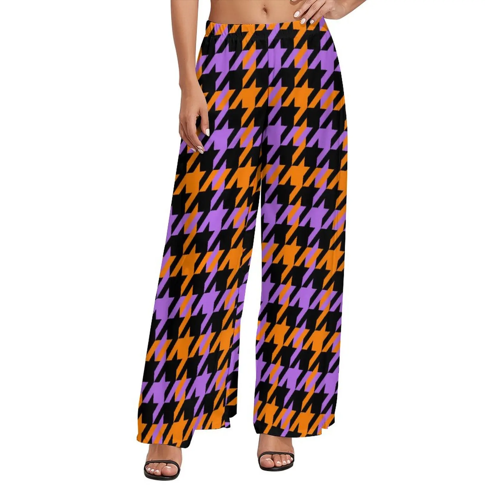 

Houndstooth Check Pants Classic Dog Tooth Kawaii Wide Leg Pants Ladies Oversized Streetwear Printed Straight Trousers