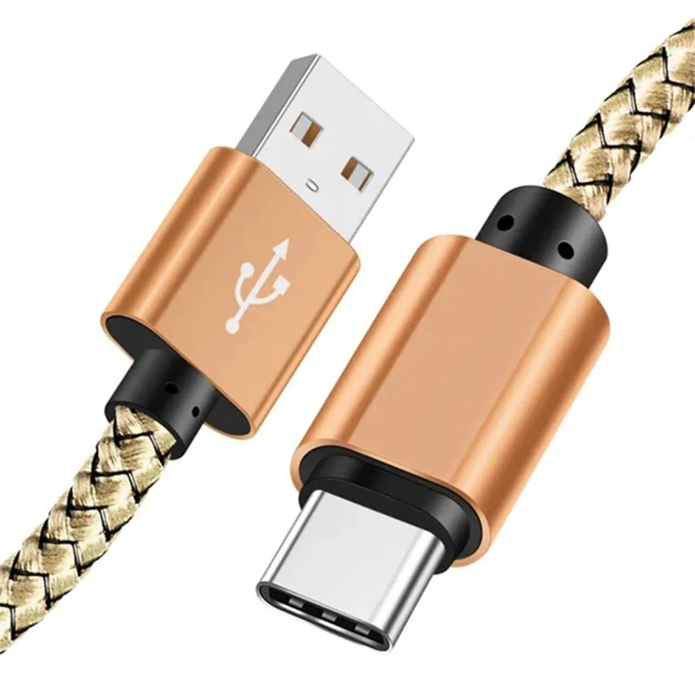 Nylon Datakabel Snelle Oplader USB A naar Type C Oplaadkabel Voor Huawei Samsung Android telefoon Type C Oplaadapparaat 1M 2M 3M
