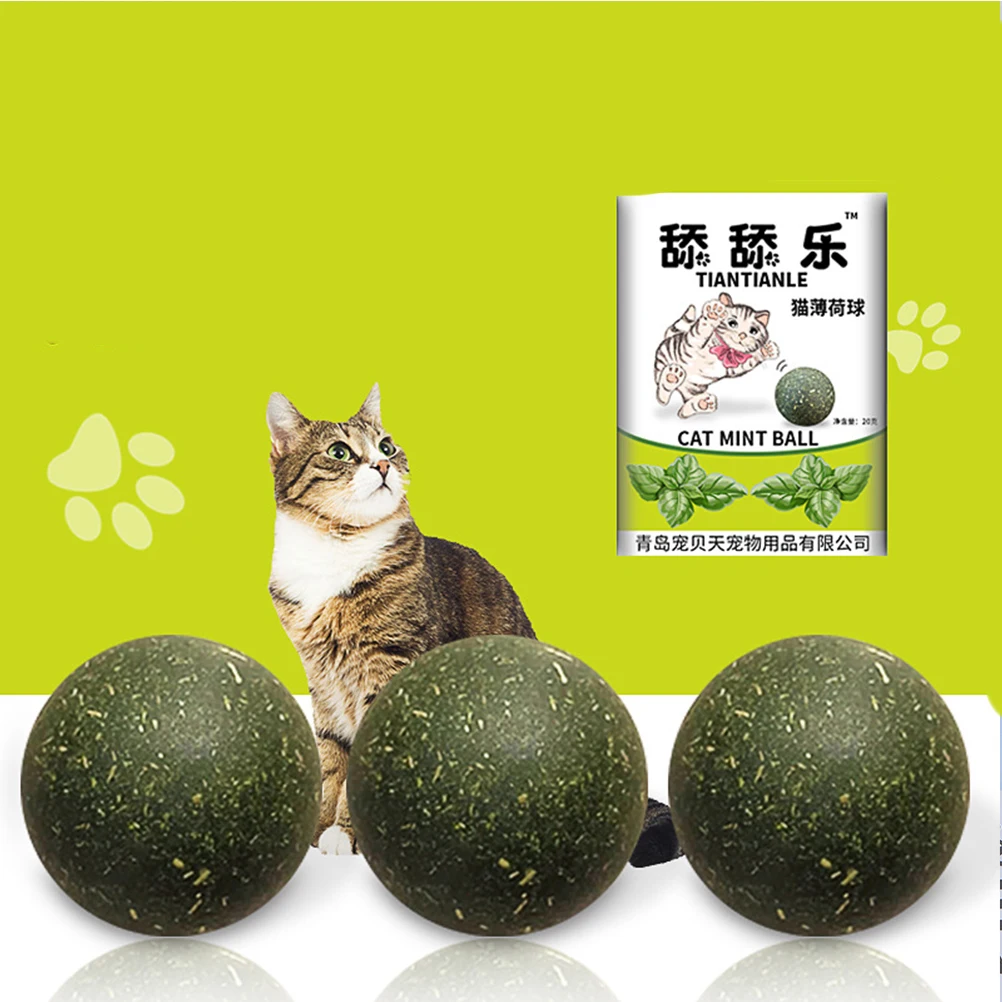 

3Pcs Natural Catnip Edible Chew Balls for Cats Help Digestion Clean Teeth Cat Mint Snack Ball Catnip Cat Snack Ball