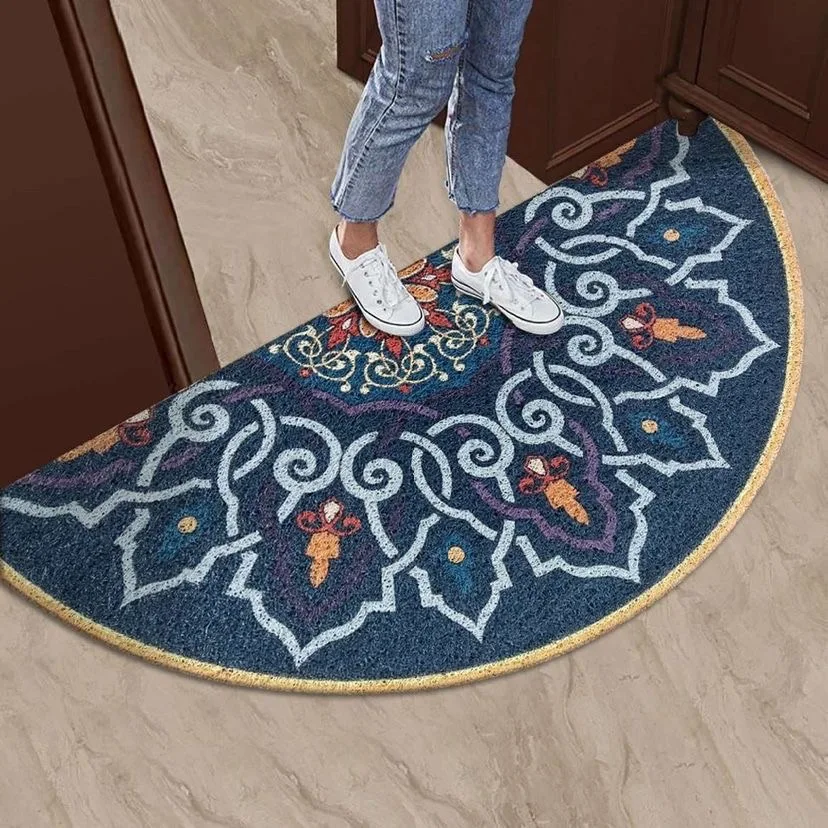 PVC Coil Door Welcome Mats Outdoor Entrance Half Round Nordic Floral Printed Carpet Hallway Kitchen Area Rugs for Front Door