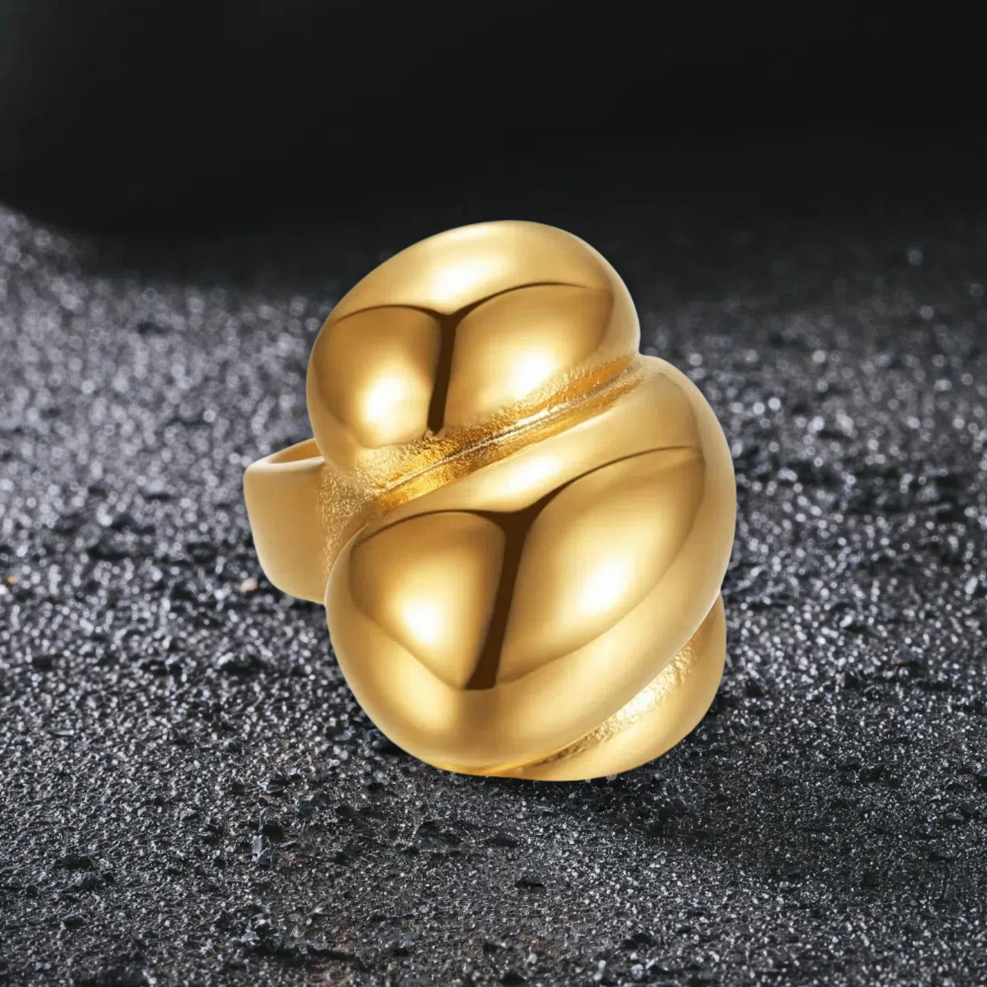 

2025 Gold Color Stainless Steel Minimalist Glossy Wide Rings Big Geometric Finger Rings for Women Girls Gifts Party Jewelry