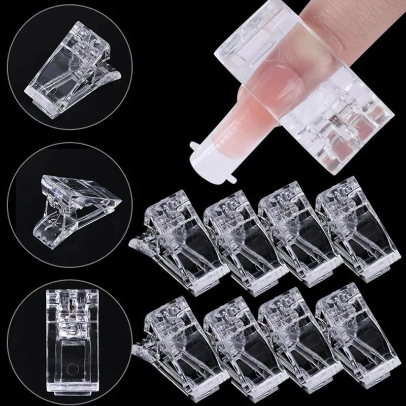 10PCS Transparent Acrylic Nail Clip Quickily Building Tips Clips Finger Nails Gel Polish Extension UV Lamps Manicure Art Tools