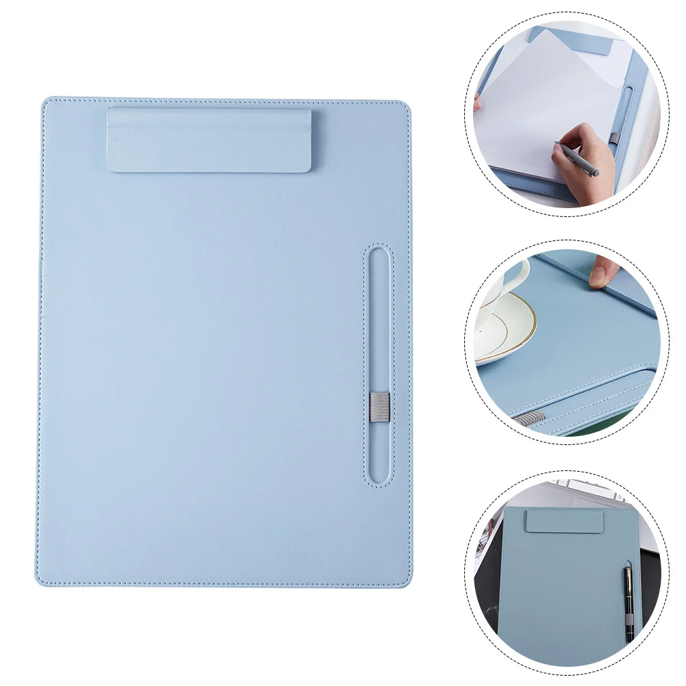 

A4 File Folder Clipboard Sky-Blue Multipurpose Writing Board for Business Conference Office School Use Flexible Easy to