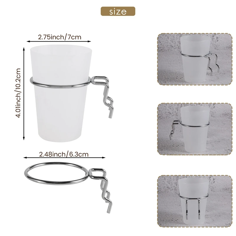 6 set keranjang Pegboard dengan gaya cincin kait Pegboard dengan cangkir Pegboard Aksesori penyangga cangkir Pegboard transparan