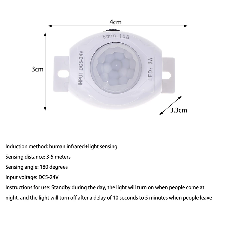 Motion Sensor Switch DC 5V-24V 3A Activated Timer Automatic Movement Detector ON OFF LED Strip Light PIR Motion Sensor Switch
