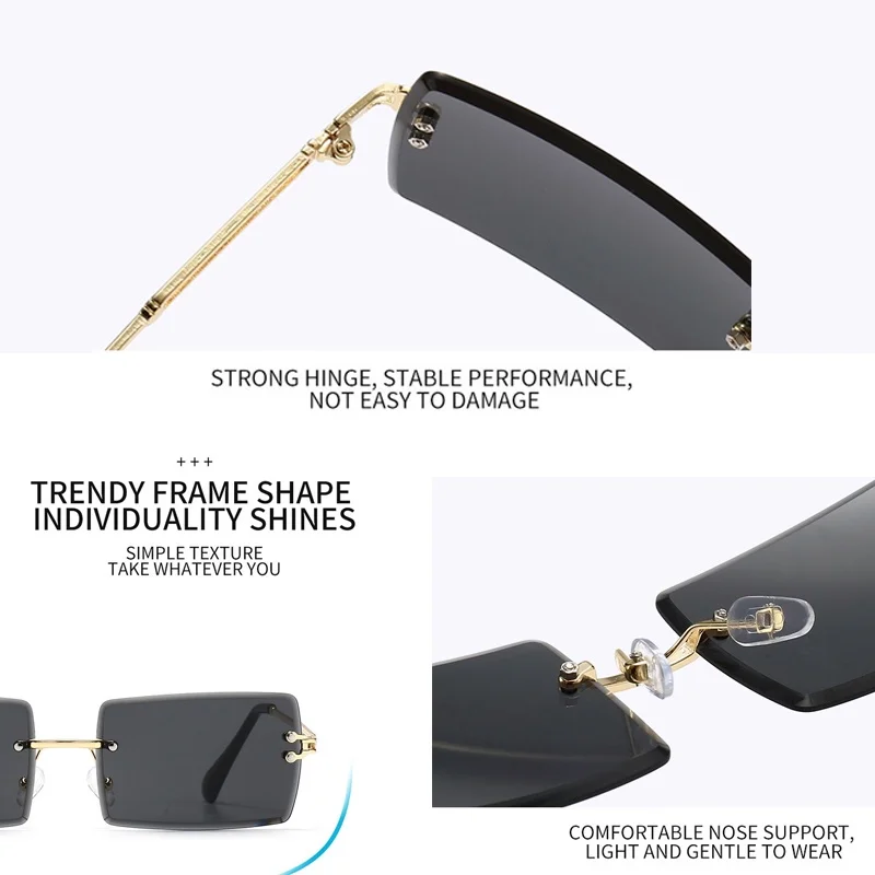 New Frameless Beveled Square Sunglasses In Fashionable Gradient Colors Trendy Photo-ready And Stylishly Shaped Sunglasses 825