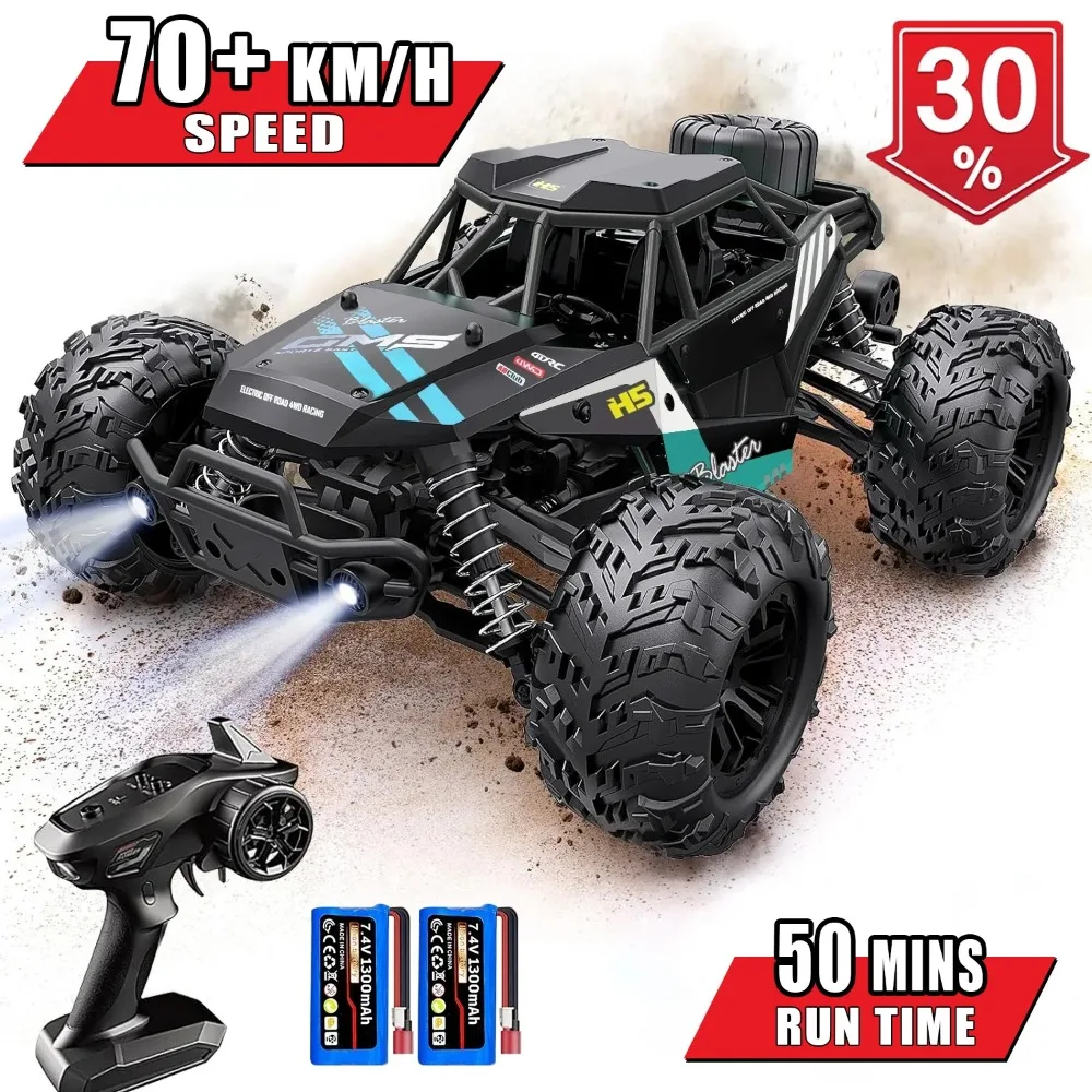 4WD Fast RC Cars, 70Km/H High Speed Monster Trucks, All Terrains Off Road Remote Control Car, Large Fast Racing Buggy Toy Gift