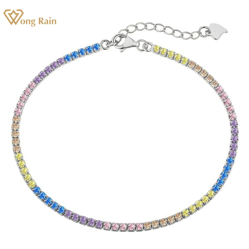 

Wong Rain 18K Gold Plated 925 Sterling Silver Round Cut Lab Sapphire Gemstone Tennis Chain Bracelets Bangle Jewelry Wholesale