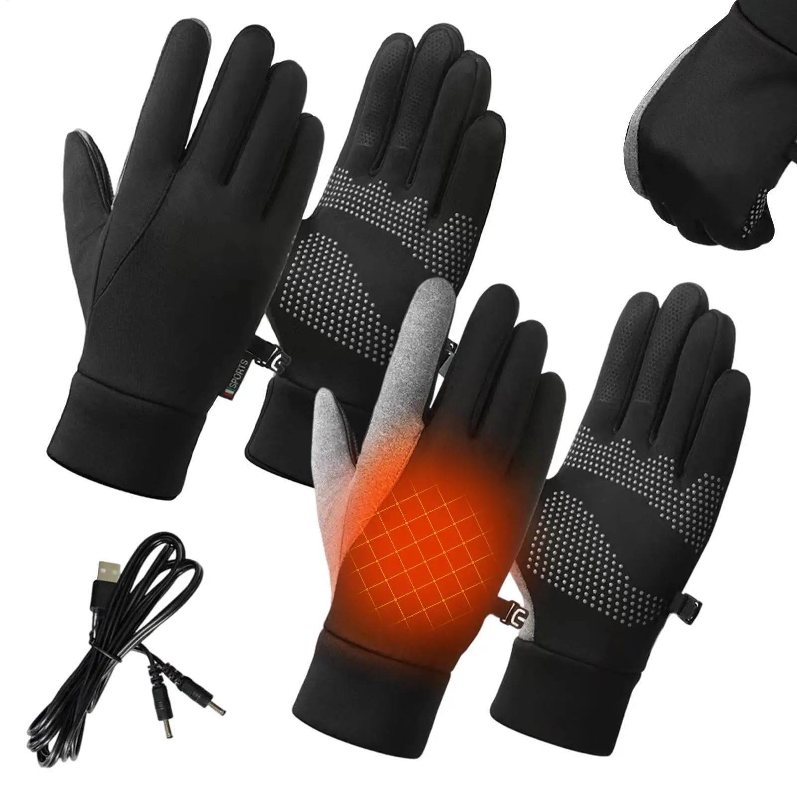 Waterproof Heated Gloves Touchscreen Warm Fleece Lined Electric Gloves for Cycling Skiing Driving Outdoor, Windproof