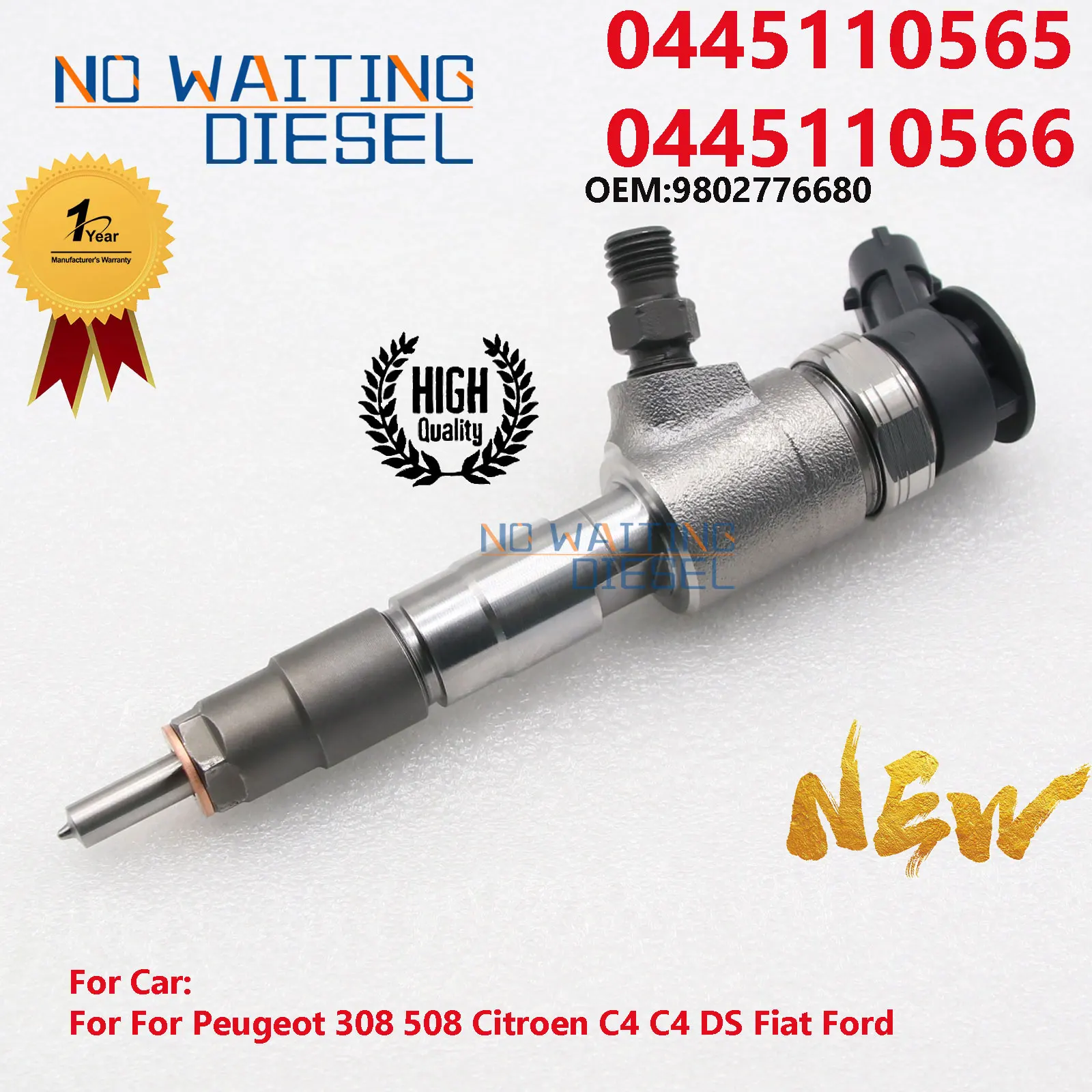 4PCS 0445110566 Fuel Injector Number 9802776680 Common Rail Injector 0445110565 For Peugeot 308 508 Citroen C4 C4 DS Fiat Ford