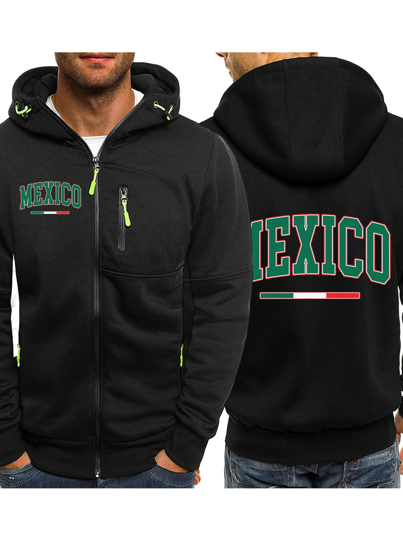 

Mexico Creative Letter Printed Men Zipper Hoodie Fashion Loose Hoody Comfortable Casual Sweatshirt Autumn Fleece Male Clothes