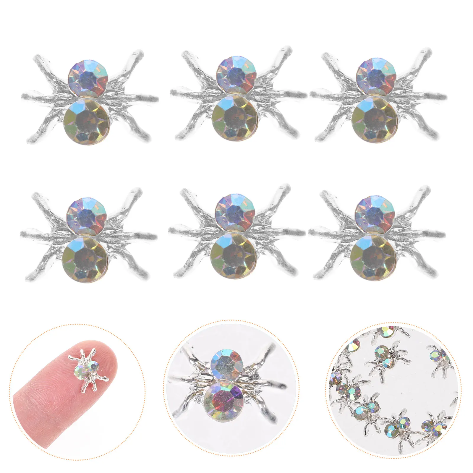 

100 Pcs Metal Nail Accessories Women Charms Decorations Manicure Ornaments DIY Rhinestones Spider Nails Non for Celebrations