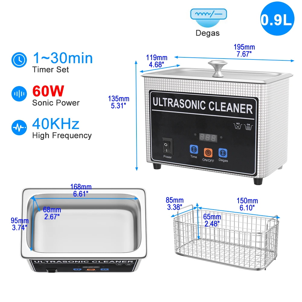 900ml 35w 60w 초음파 세척기 초음파 세척 치과 안경 220v EU UK AU 플러그 초음파 욕조 티나 초음파