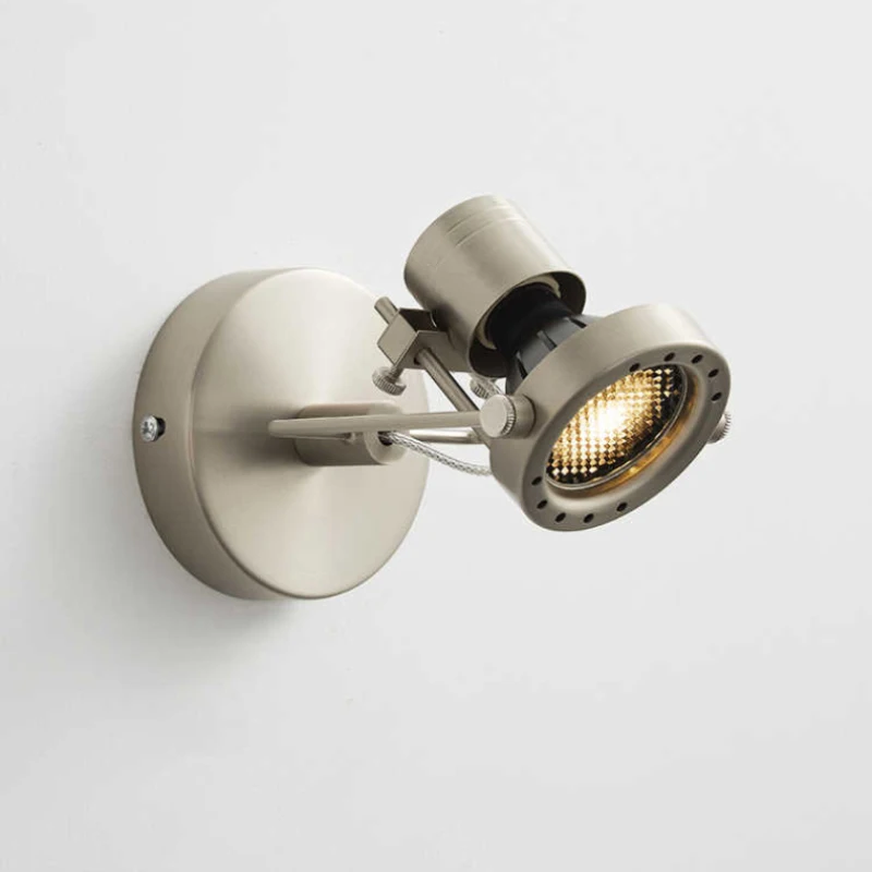 

American Vintage Wall Light GU10 Bulb Silver Metal Rotatable Sconce Orbital Movable For Bedroom Parlor Kitchen Dining Room