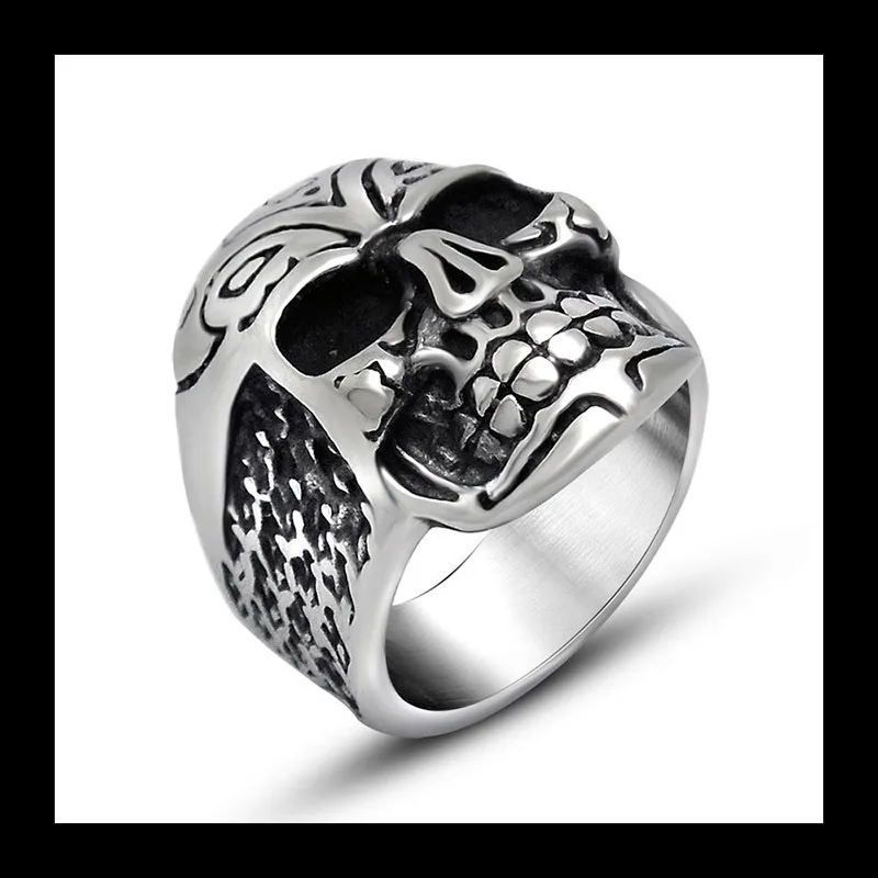 الرجعية القديمة الجمجمة مبالغ فيها التيتانيوم الصلب الدائري، رجل عصري الإبهام الدائري مجوهرات من صلب لا يصدأ SA541