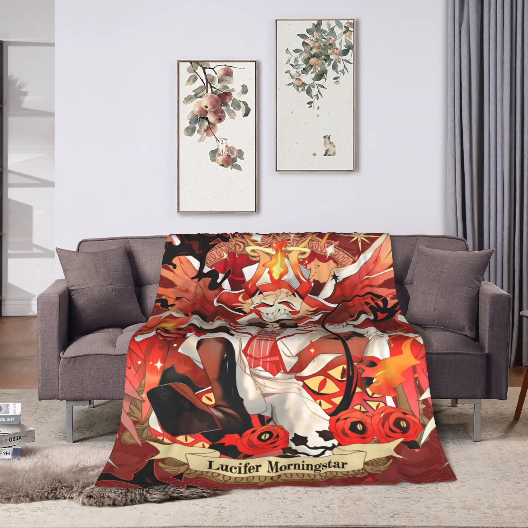 Hazbins Hotels Lucifer Flannel Blanket Spring Warm Soft Throw