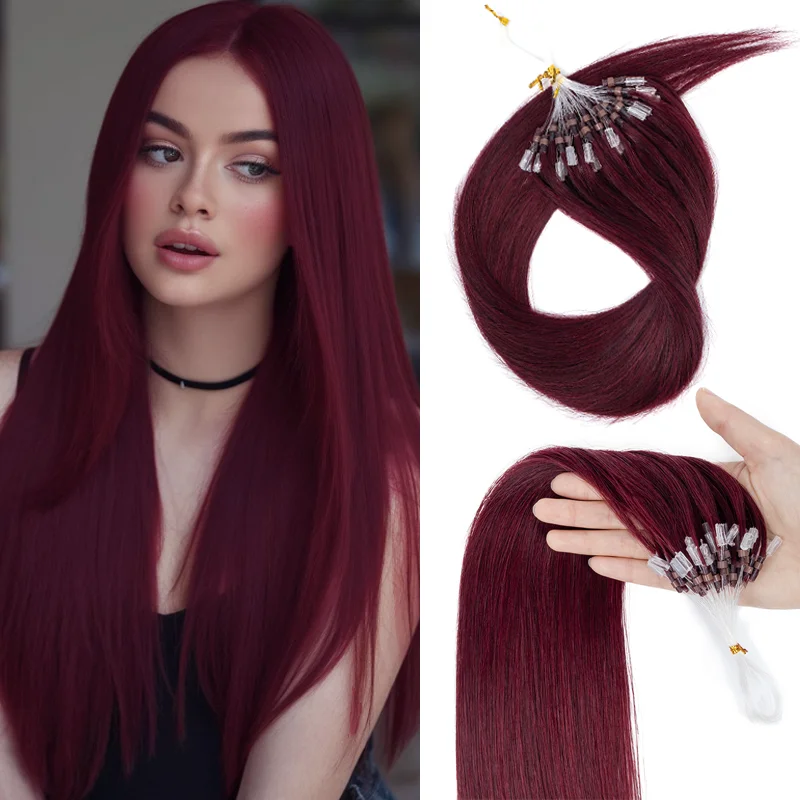 Ultra Soft Micro Link Hair Pieces 12 Inch To 22 Inch 30G Micro Loop Glue Invisible Extensions Real Human Hair Natural Straight