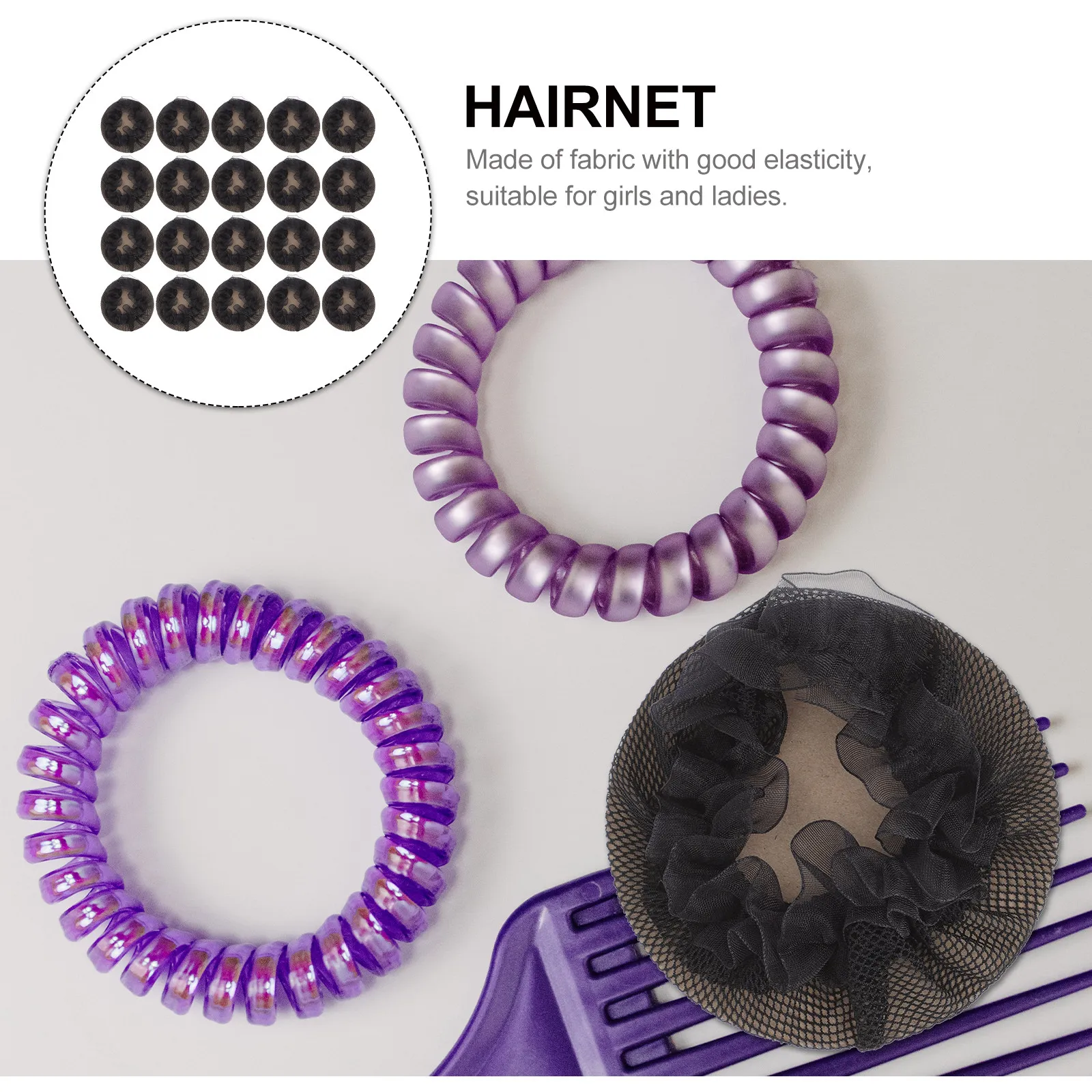 

20Pcs Elastic Hair Snood Lace Hair Nets for Ballet Dance Performance Bun Cover Invisible Headwear Women