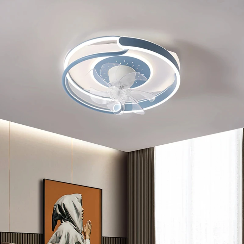 Fashionable iron art with LED light ceiling fanmodern and minimalist styleliving roomdining room remote control