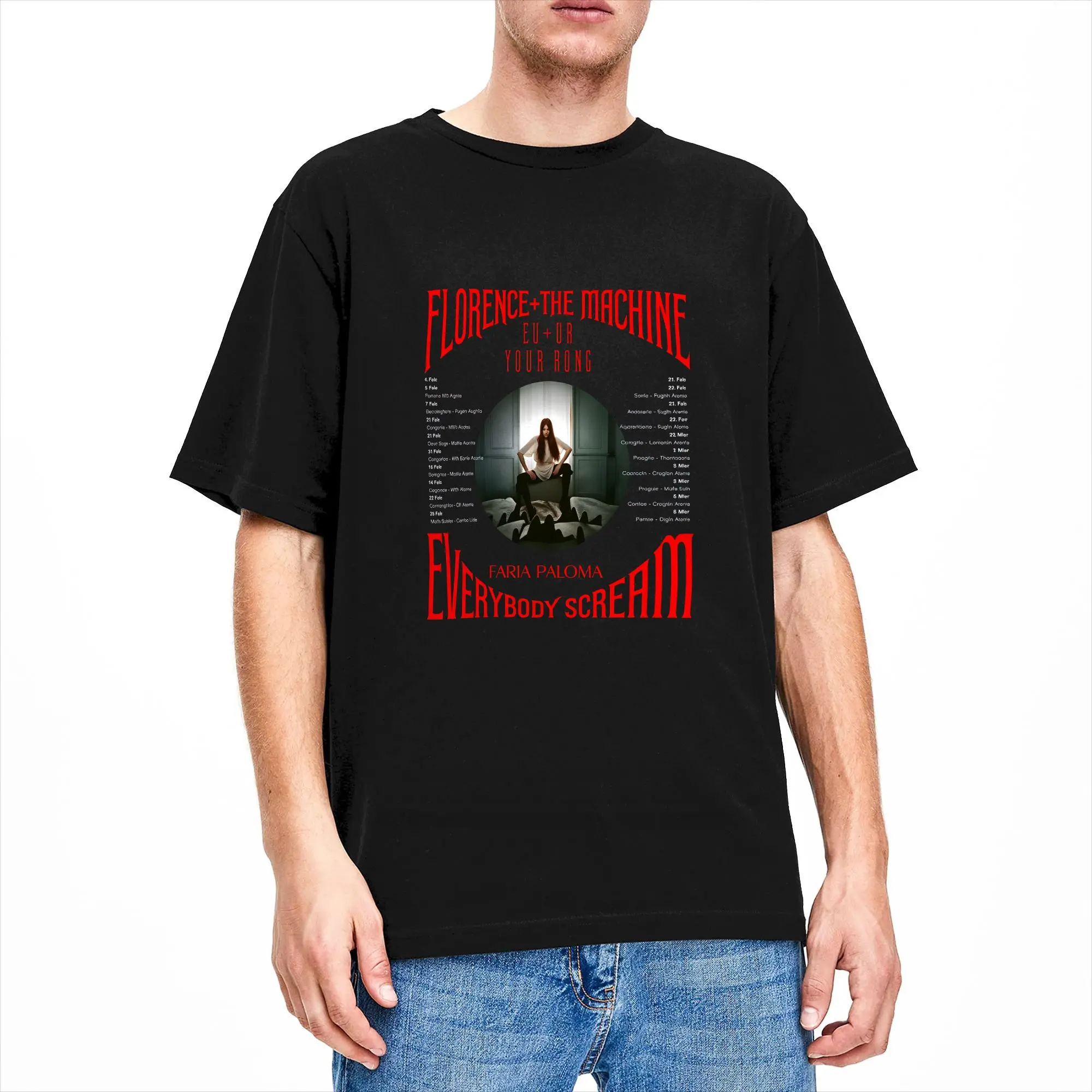 Men's Florence + The Machine Everybody Scream Tour T Shirts Pure Cotton Clothes Awesome Short Sleeve Tee Shirt Plus Size T-Shirt